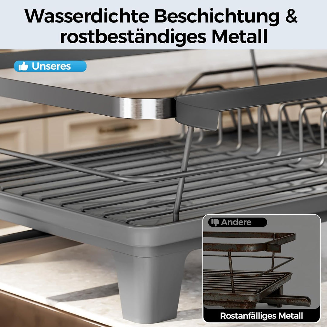 Abtropfgestell Geschirr, Platzsparender Abtropfgestell für Küchentheke, Geschirrabtropfgestell aus E