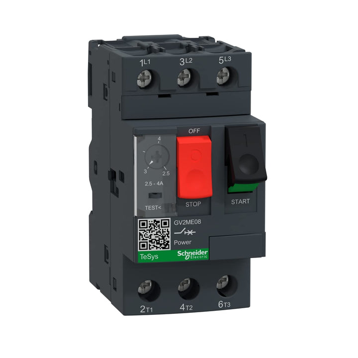 Schneider Electric | GV2ME08 - Motorschutzschalter, 3p, 2,5-4A, Tasterbetätigung, Schraubanschluss -