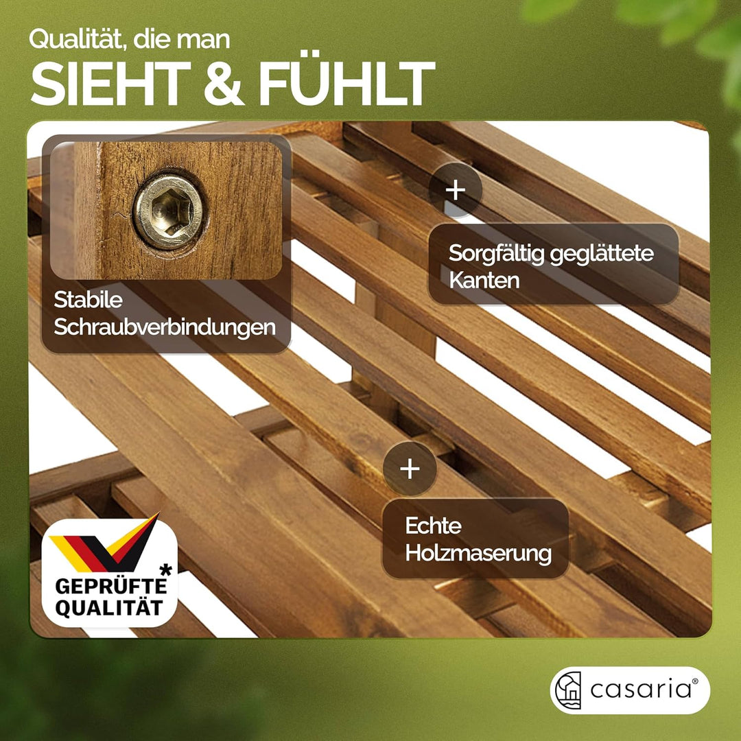 Casaria® Schuhregal mit 5 Ebenen 95x26x82cm FSC®-Zertifiziert Akazien Holz Massiv Bad Diele Flur Bad