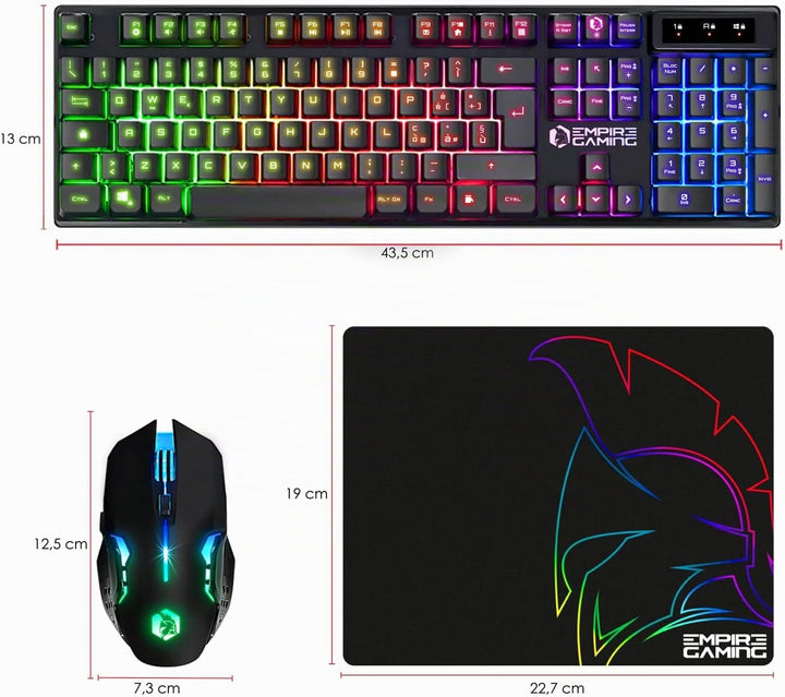 Empire Gaming - Armor RF800 Kit Wireless di Tastiera e Mouse da Gioco QWERTY(IT Layout) - Tastiera 2