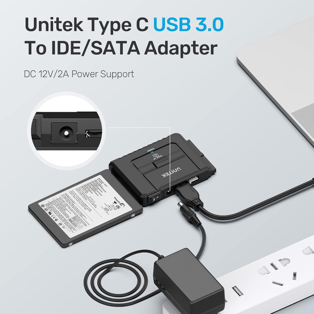 UNITEK SATA IDE zu USB C Festplattenadapter Konverter für universelle 2,5'' 3,5'' HDD/SSD Externe Fe