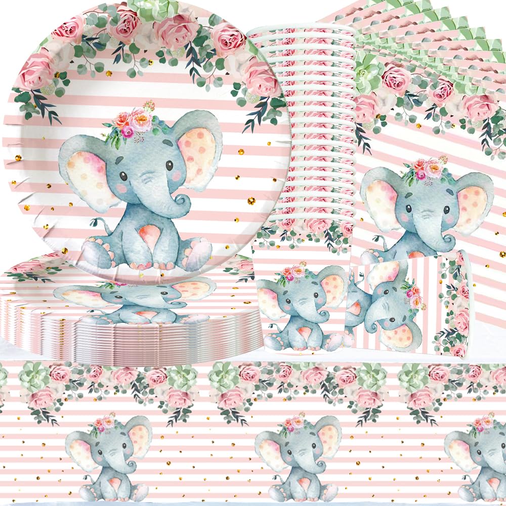 Doyomtoy Elefant Babyparty Deko Junge Partygeschirr, Serve 20 Gäste Geburtstag Partygeschirr,Tischde