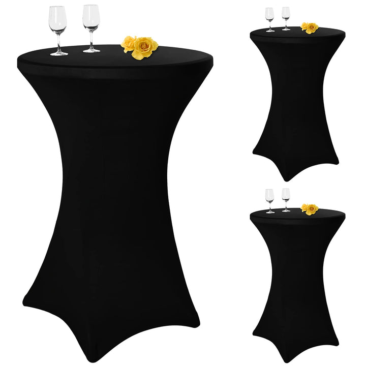 3er-Set Stretch Stehtisch Husse für Bistrotisch Ø 80-85 cm Elegante ,Verstärkung im Fussbereich,40°C