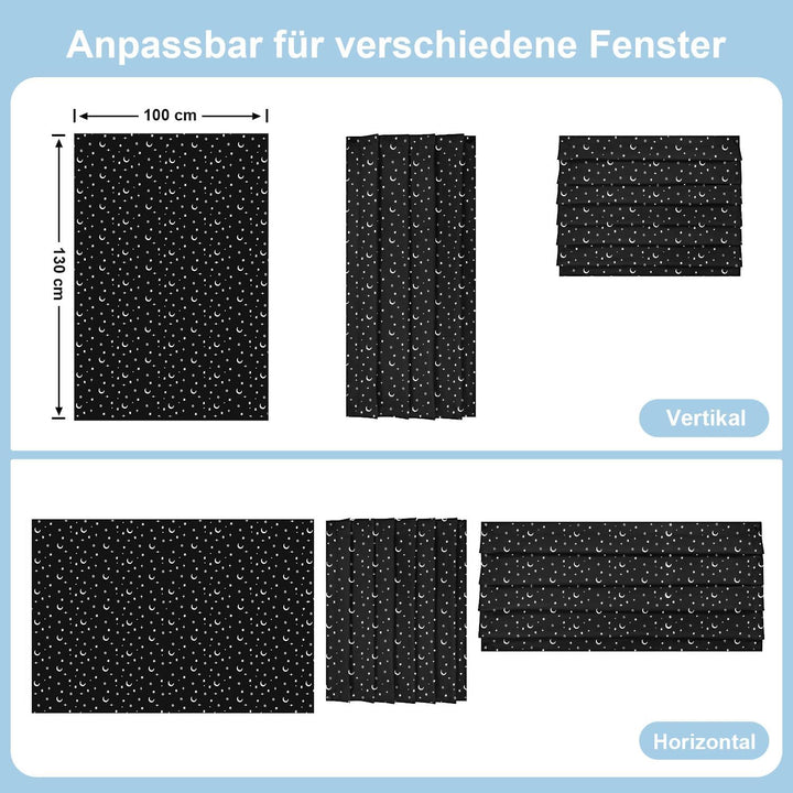 Tragbares Verdunkelungsvorhänge Reise Rollo 100% Verdunkelung Saugnäpfe einfach anzubringen passend