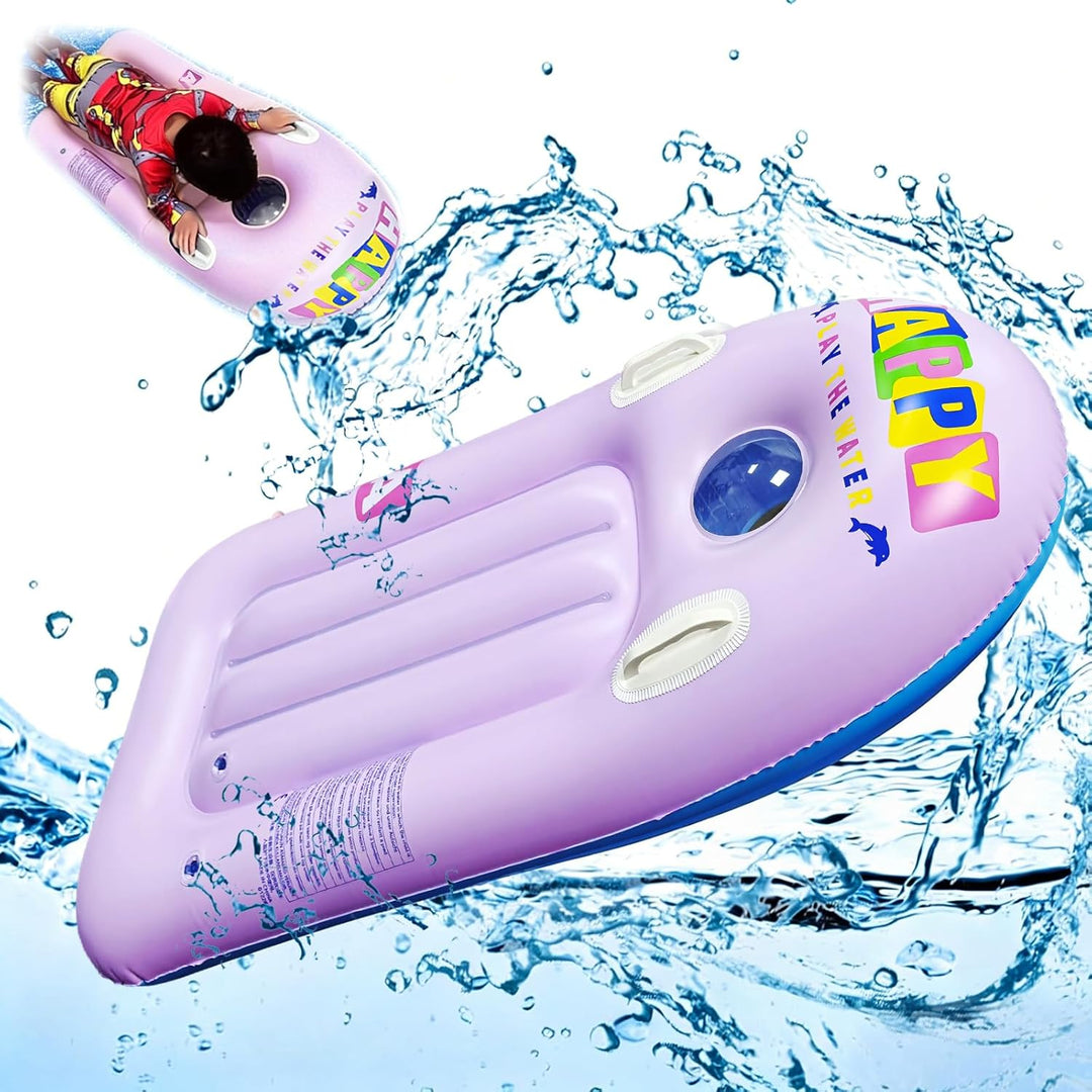 Schwimmbrett Bodyboard Aufblasbar, dellyy 110 x 48cm Surfbrett Bodyboard mit Griffen, Schwimmhilfe A