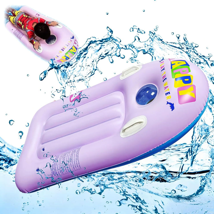 Schwimmbrett Bodyboard Aufblasbar, dellyy 110 x 48cm Surfbrett Bodyboard mit Griffen, Schwimmhilfe A