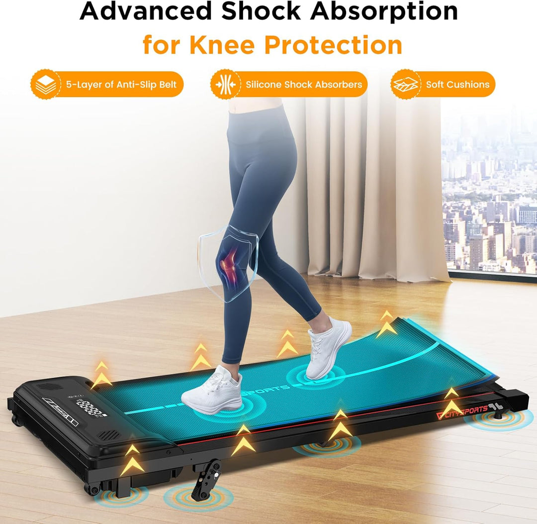 CITYSPORTS Laufband mit Steigung 10%, Elektrisches Walking Pad für Zuhause &amp; Büro, 1–6 km/h, 440 W l