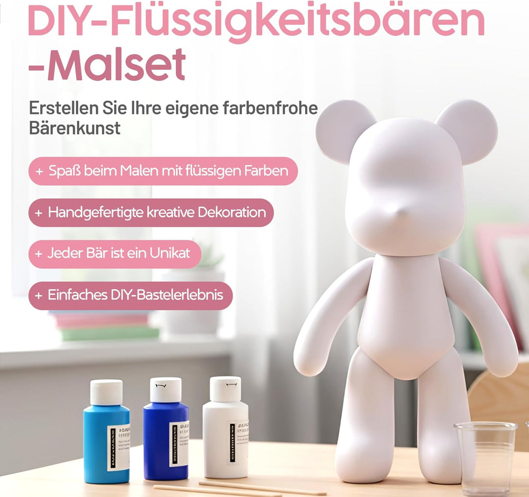 Worldwide DIY Bär zum Bemalen – Kreatives Mal-Set für Erwachsene &amp; Kinder | Bärenfigur inkl. 3 Farbe