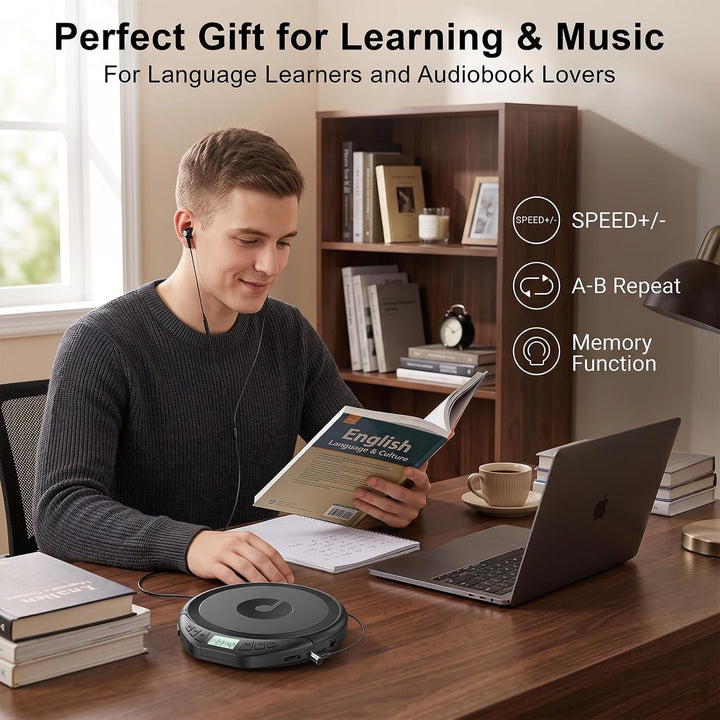 Gueray CD Spieler Tragbarer CD-Player Persönliche CD Player mit Kopfhörer LCD Display Anti-Skip Schu