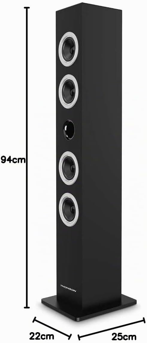 Thomson, Multimedia Tower with CD Player - Zwart Schwarz, Schwarz