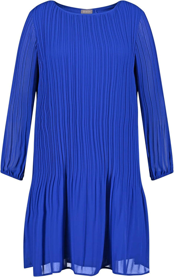 SAMOON Damen 180017-21040 Kleid Gewebe, Brigth Blue, 52