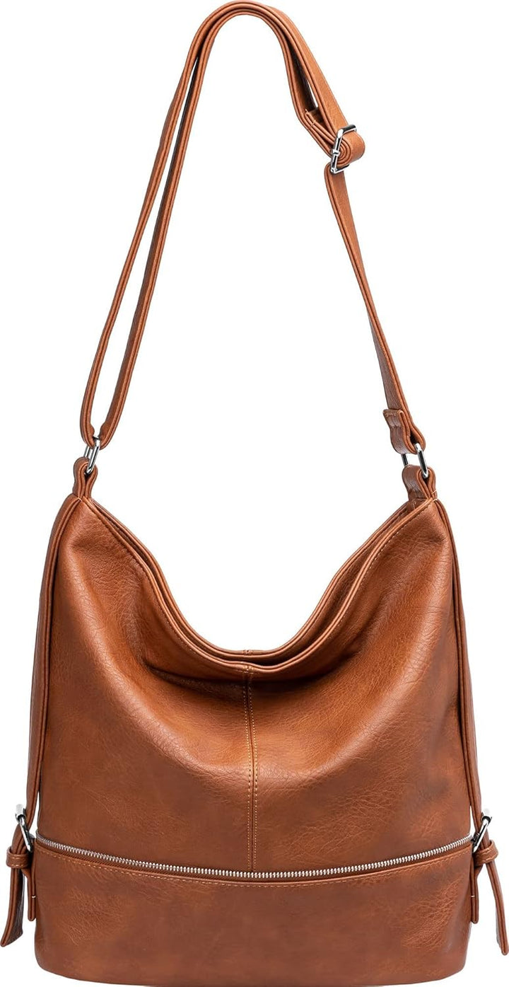 Caspar TS732 grosse Damen XL Umhängetasche Cognac, Cognac