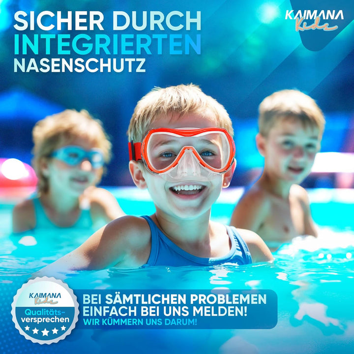 KAIMANA® Taucherbrille Kinder inkl. gratis Tragetasche | ab 3 Jahre | extra Bequeme Taucherbrille mi