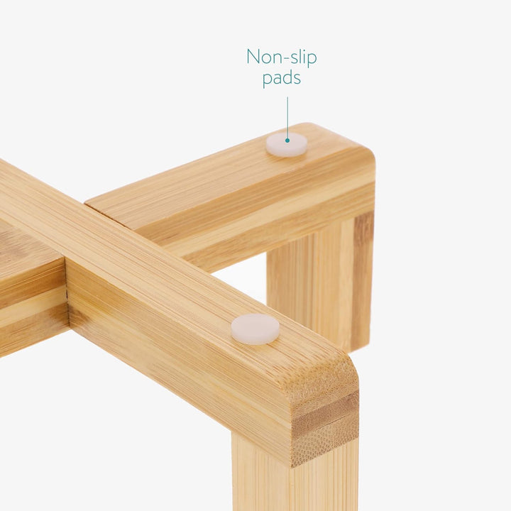 Navaris 2X Futternapf Katze mit Bambus Halter - Futterstation 2X Keramiknapf für Katzen Hunde - Kera