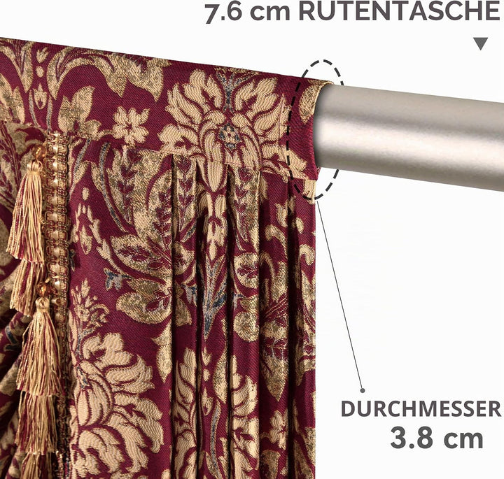 TOPLUXE Swag Volant Vorhang für Schlafzimmer Esszimmer Wohnzimmer Küche, Damast Kurzstore Waterfall
