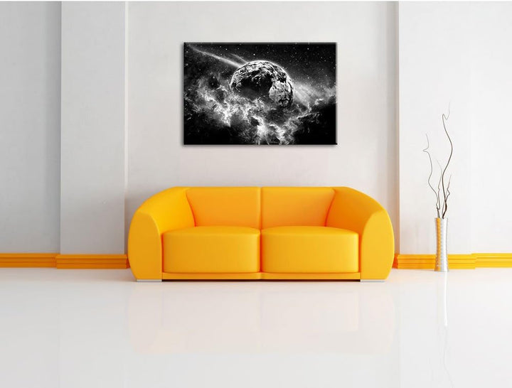 Monocrome, Planet Erde, Format: 100x70 auf Leinwand, XXL riesige Bilder fertig gerahmt mit Keilrahme