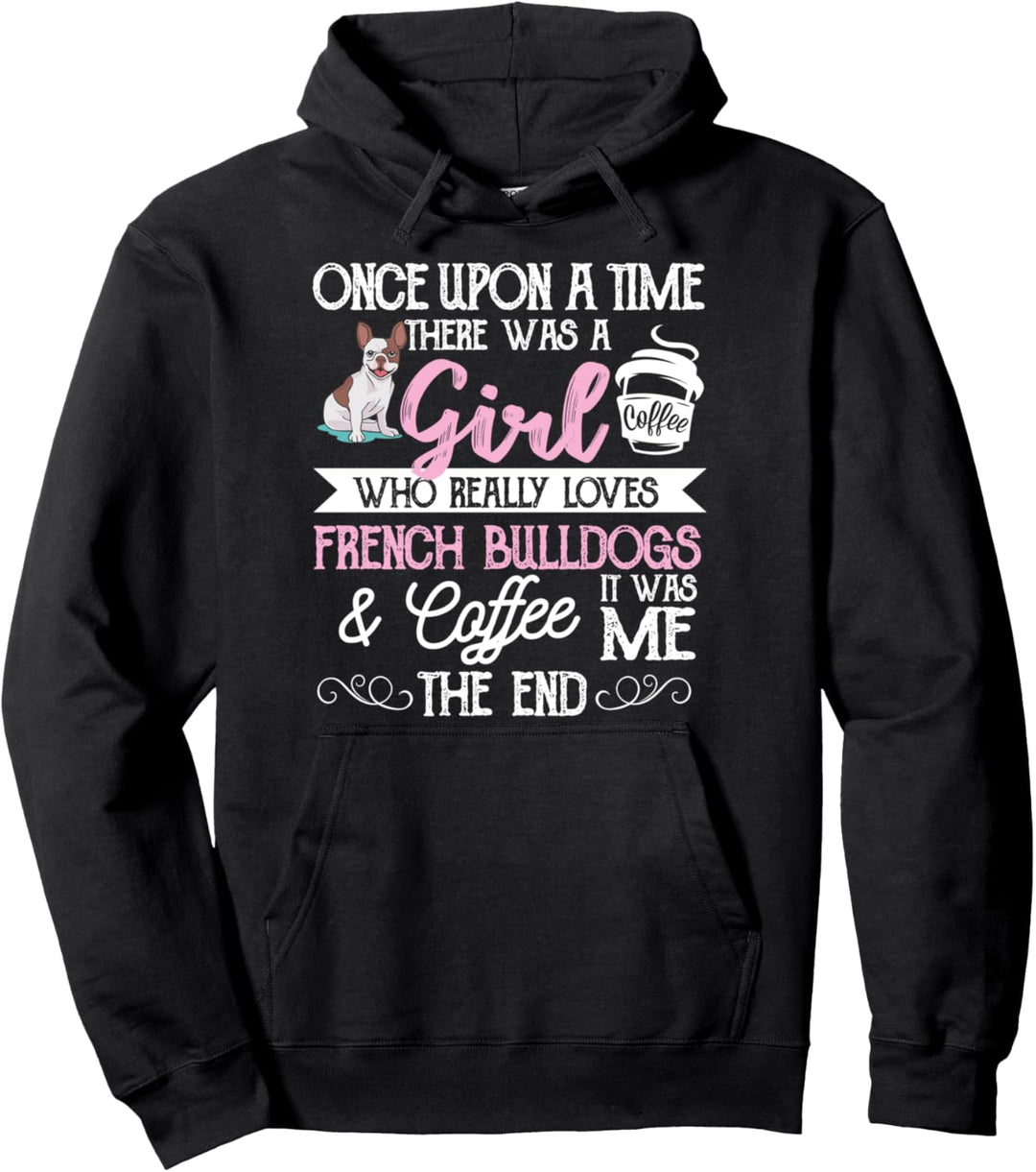 Damen Kaffee und Frenchie Geschenk Französische Bulldogge Pullover Hoodie