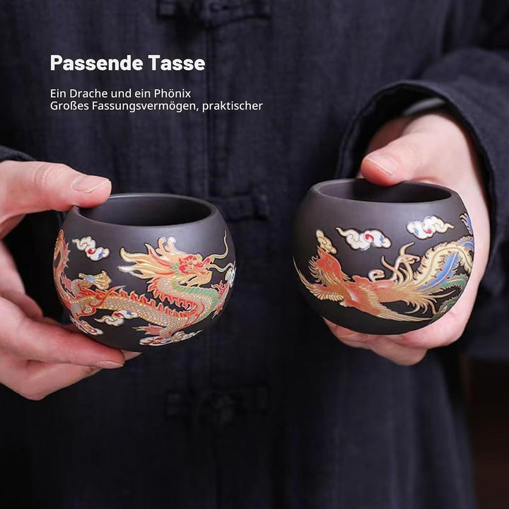 Yixing Zisha Teekanne Set 450ML, Chinesische Farbwechselnde Teekannen Ton mit Geschenkbox, Gross Kun