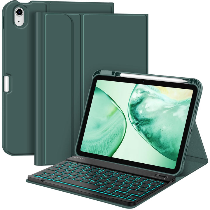 FINTIE Hülle mit Tastatur für iPad A16 11 Generation/10 Gen (11/10.9 Zoll, 2025/2022), 7-farbige Hin