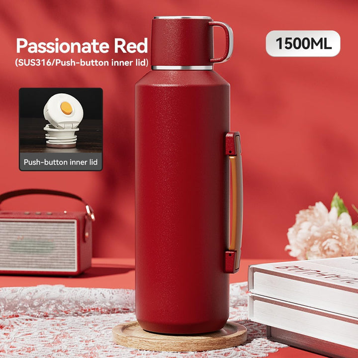 Simcat 1500ml-Thermoskanne aus Edelstahl 316, mit Becher | Hält 24 Stunden, Isolierbecher, Separater