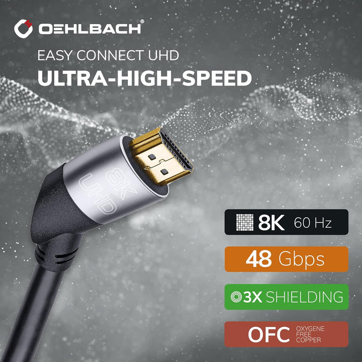 OEHLBACH Easy Connect UHD Ultra High Speed HDMI-Kabel - (48 Gbit/s, 8K 60Hz, 4320p, 4K 120Hz, Dolby