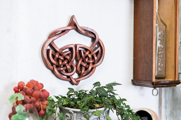 Windalf Irisches Celtic Wandbild INALA 23 cm Keltische Herz Wandrelief Holzbild Geschnitztes Ornamen
