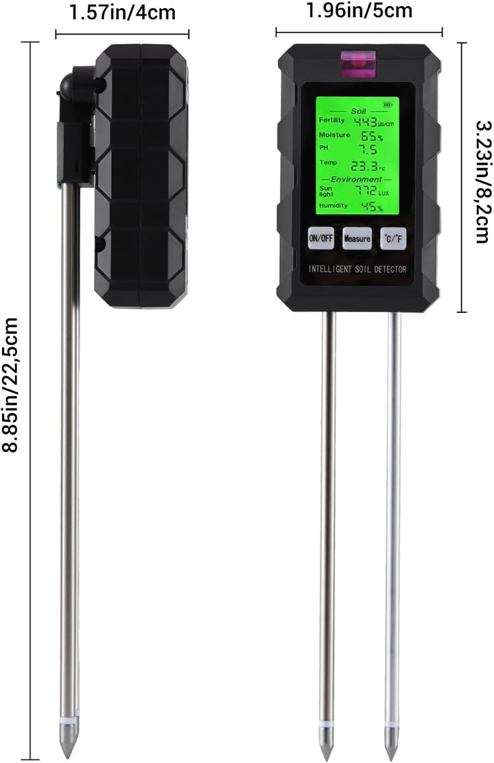 6 in 1 Bodentester, Präzises Digitales Messgerät für pH-Wert, Feuchtigkeit, Fruchtbarkeit, Licht, Te