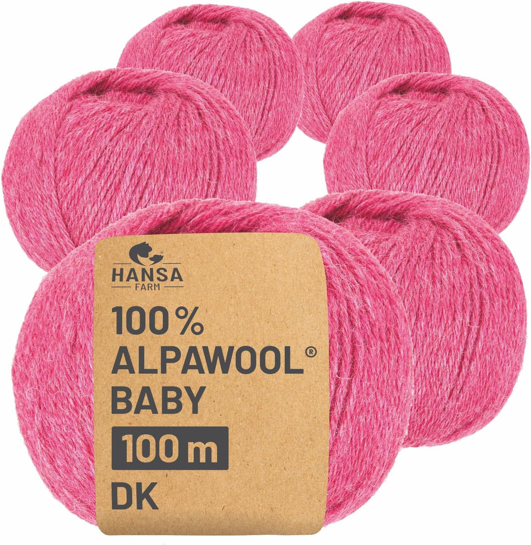 HANSA-FARM | 100% Baby Alpakawolle in 50+ Farben (kratzfrei) - 300g Set (6 x 50g) - weiche Alpaka Wo