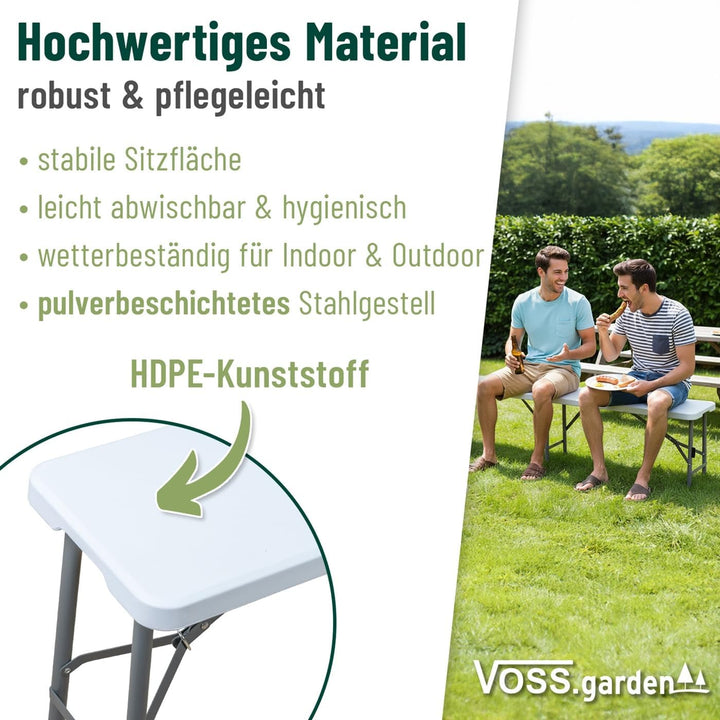 VOSS.garden Bierzeltgarnitur 180cm, 1x Tisch + 2X Bank, klappbar, Campingtisch