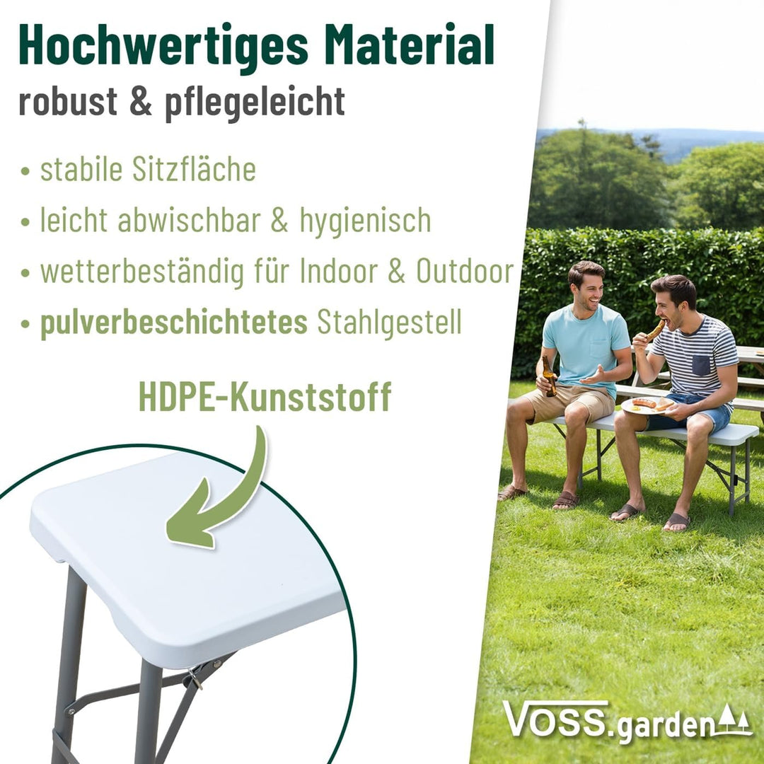 VOSS.garden Sitzgruppe 180cm, 1x Tisch + 1x Bank + 4 Stühle, klappbar