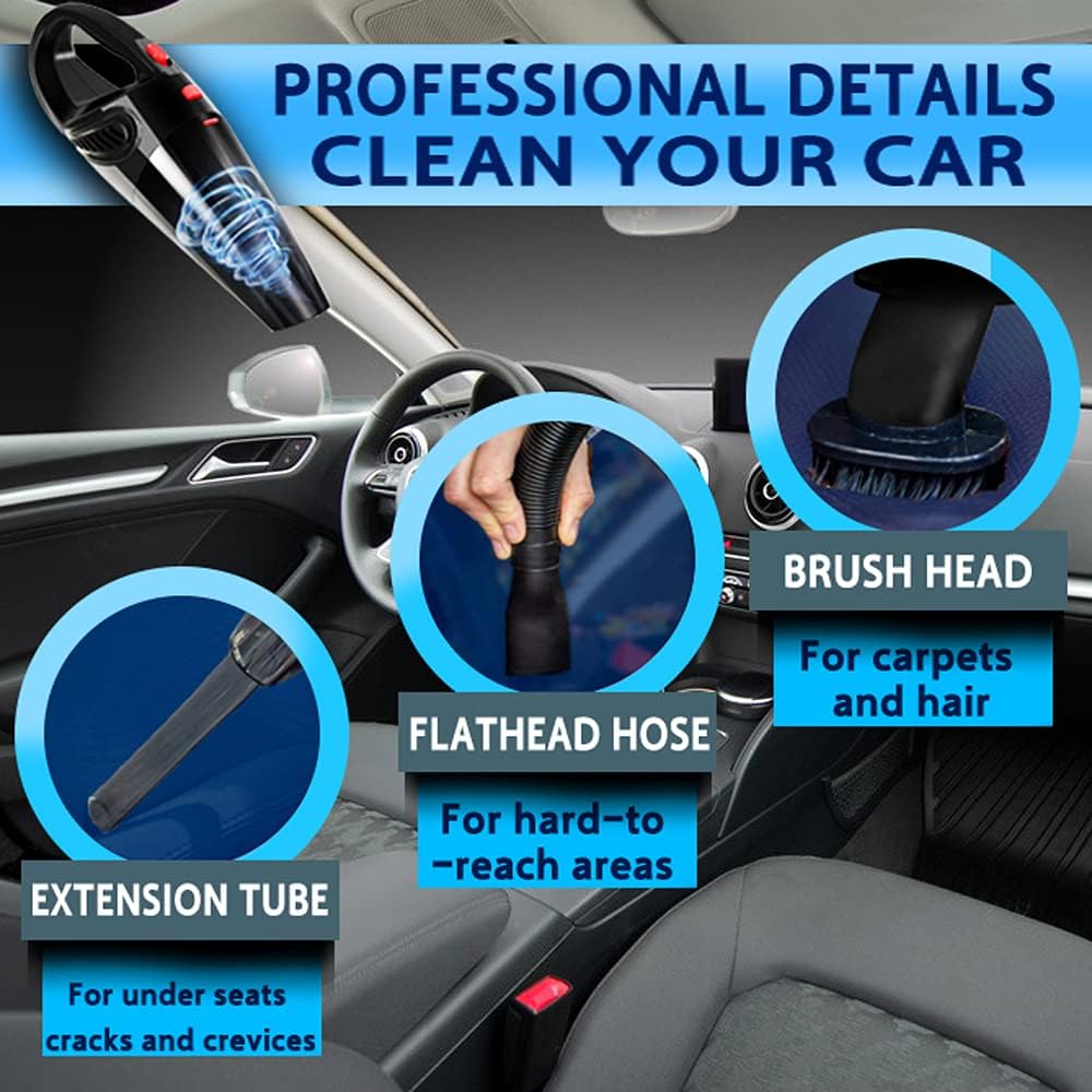 Handstaubsauger, Kabellos Handstaubsauger Akku, 9000PA Mini Autostaubsauger USB Aufladbar Tragbar Le