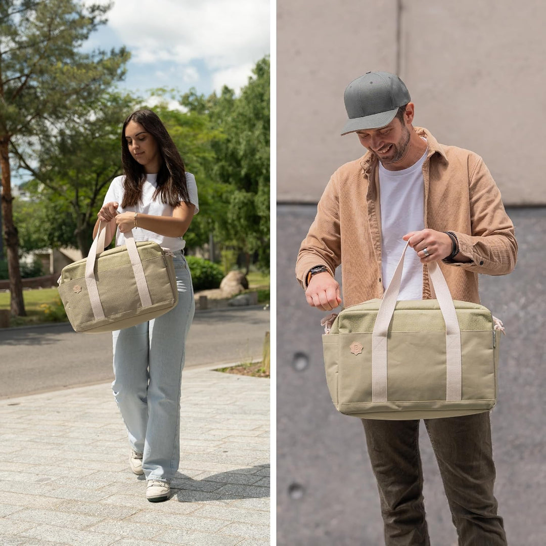 Badabulle Wickeltasche Bowling Olive - Kinderwagentasche inklusive Wickelauflage, Olive