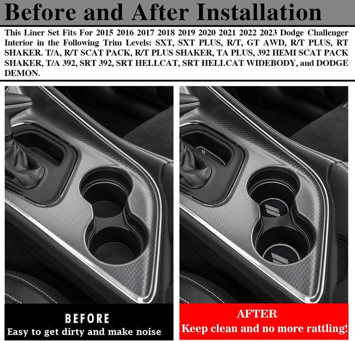 Auprite Rutschfeste Anti-Staub-Matten für Dodge Challenger 2015 2016 2017 2018 2019 2020 2021 2022 2