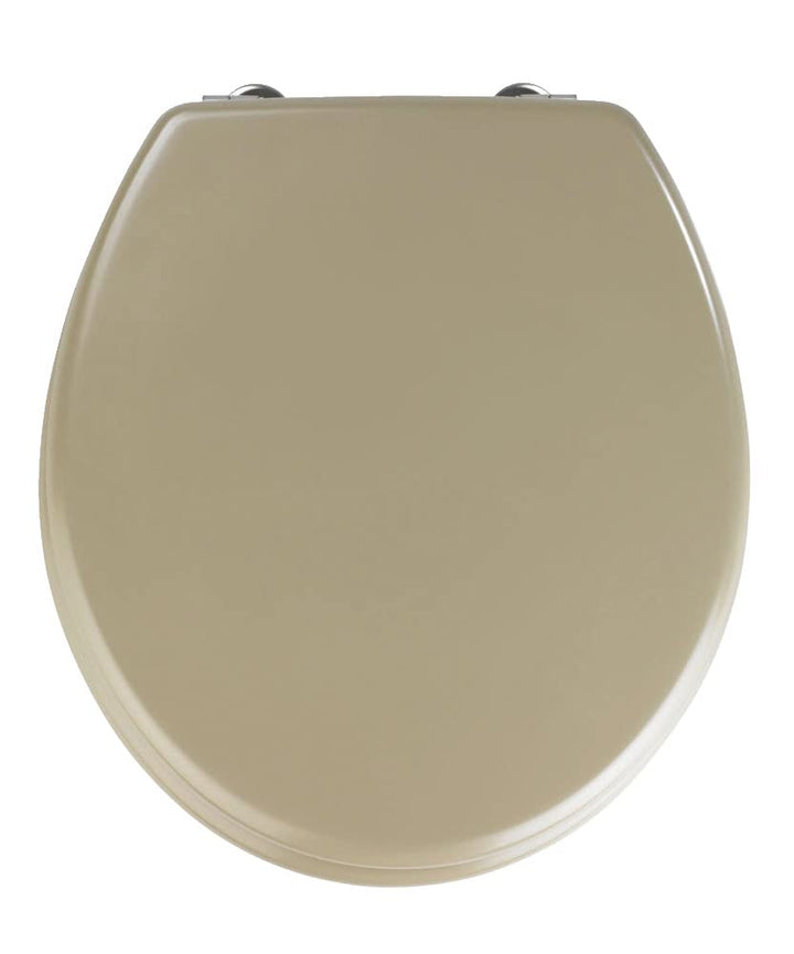 WENKO WC-Sitz Prima Sandbeige Matt, hochwertiger Retro-Stil Toilettensitz, WC-Deckel inkl. Wandpuffe