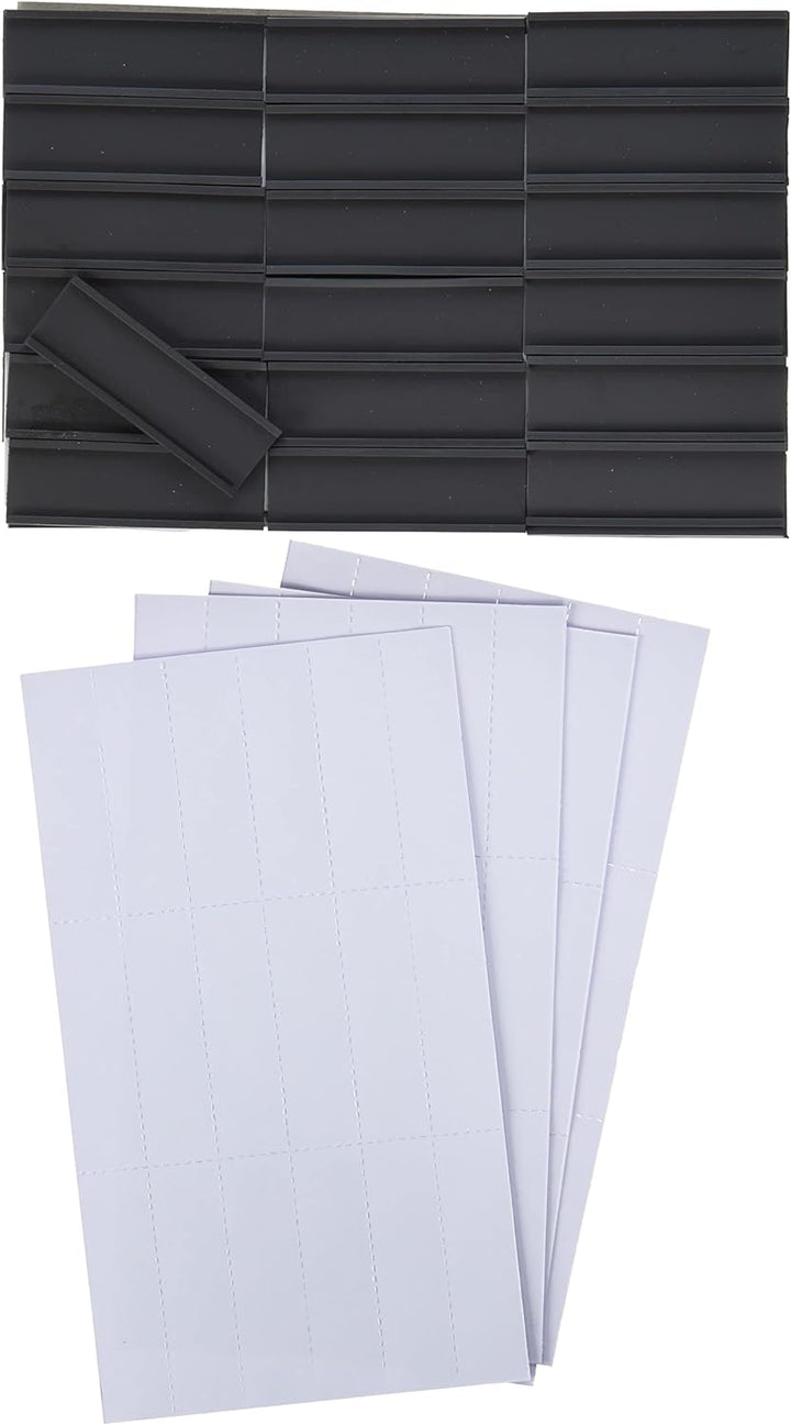 Legamaster 7-450400 Magnetische Etikettenträger für Whiteboards, 54 Stück, 20 x 60 mm, schwarz, 20 x