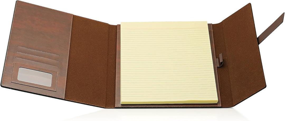 Gallaway Leather Padfolio-Ordner aus veganem Leder, schmal, Notizblockhalter, nachfüllbar, Business-