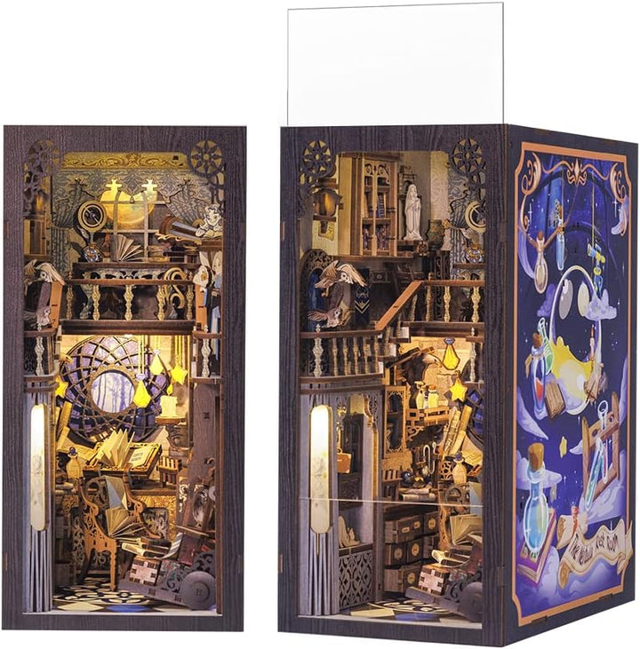 CUTEBEE DIY Book Nook Puppenhaus Kit mit Staubschutz und LED-Licht - Miniatur Haus ,Holzkunst Buchst