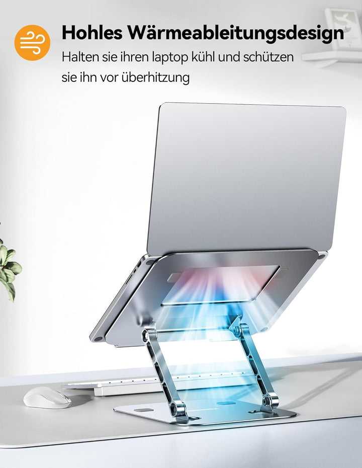 TECKNET Laptop Ständer Höhenverstellbarer,Ergonomischer Laptopständer Faltbarer Tragbarer Belüfteter