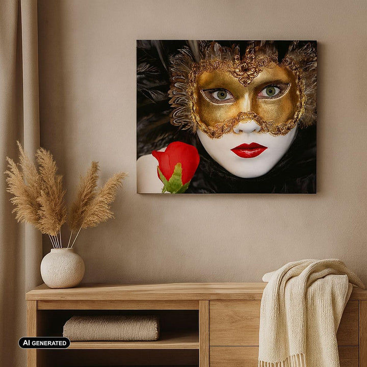 Bilder auf Leinwand Karnevalsmaske Maskottchen grüne Lippen Leinwandbild 70x50cm Wandbilder Dekorati