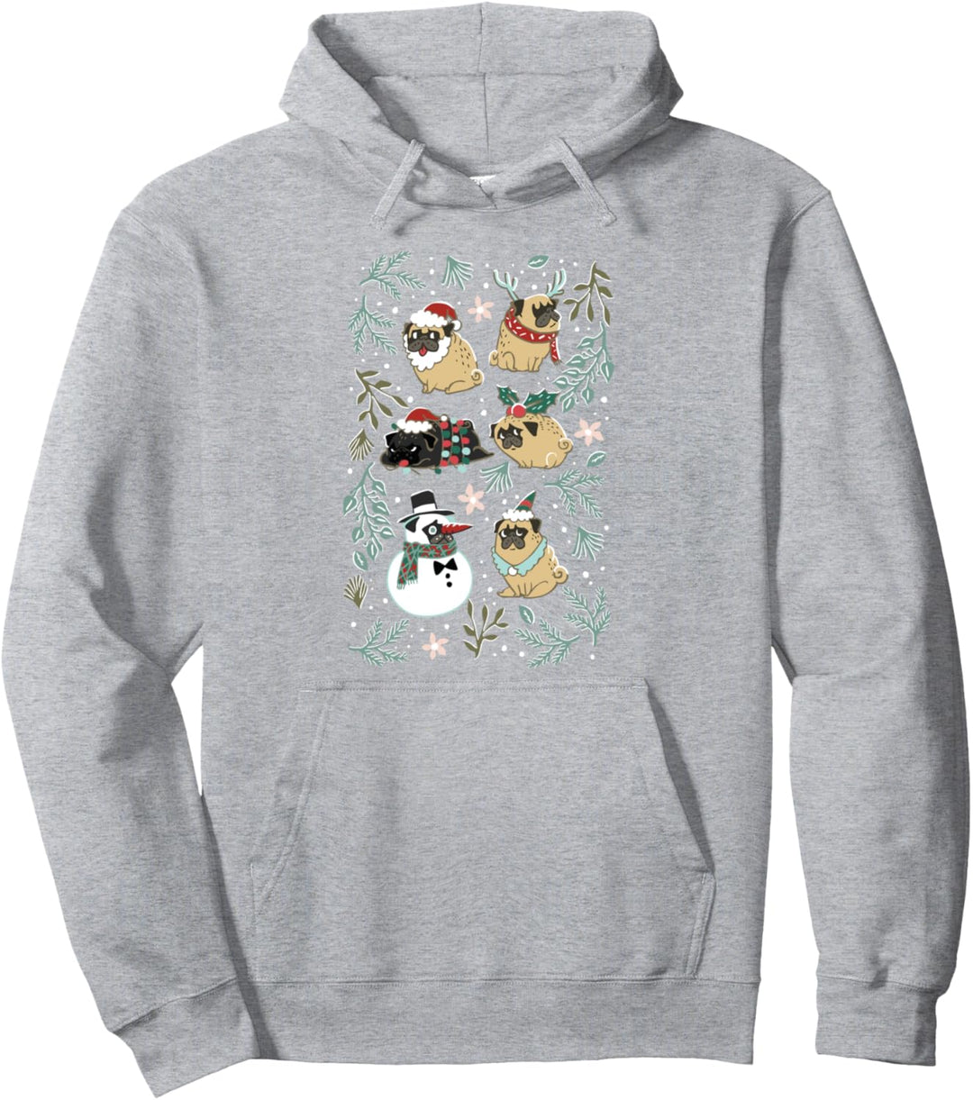 Christmas Pugs Pullover Hoodie