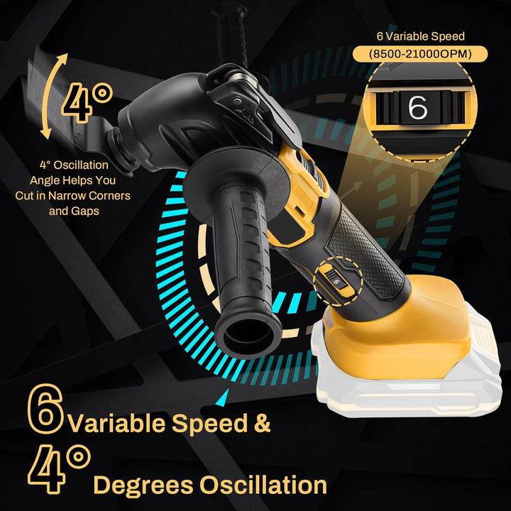 Oszillationswerkzeug Akku Multifunktionswerkzeug Kompatibel mit Dewalt 20V Akku, 6 Einstellbare Gesc