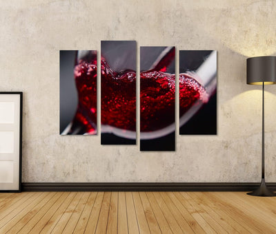 Bild auf Leinwand Rotwein In Weinglas Auf Schwarzem Hintergrund Wandbild Poster Kunstdruck Bilder Fo