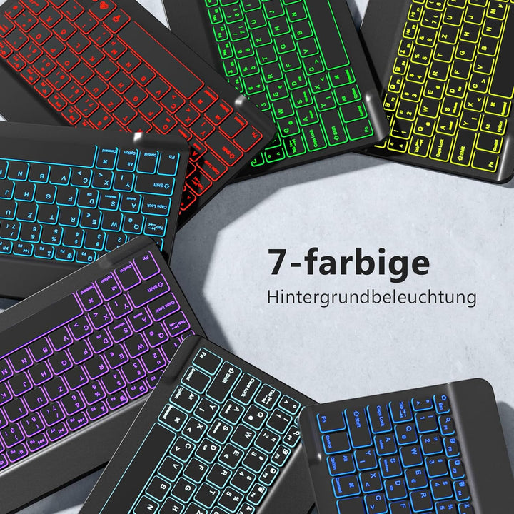 Vobafe Bluetooth Tastatur mit Telefonhalter für iPad Air/Pro/Mini/A16/11/10.9/10.2/iPhone, Kabellose