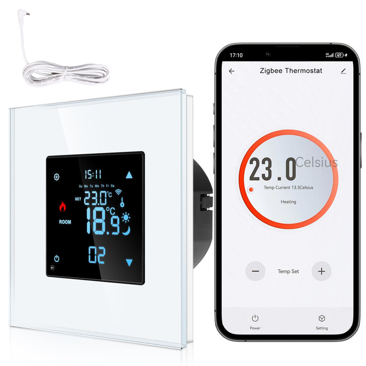 CNBINGO Zigbee Smart Thermostat Unterputz mit Fühler, Digitaler Raumthermostat für Wasser Fussbodenh