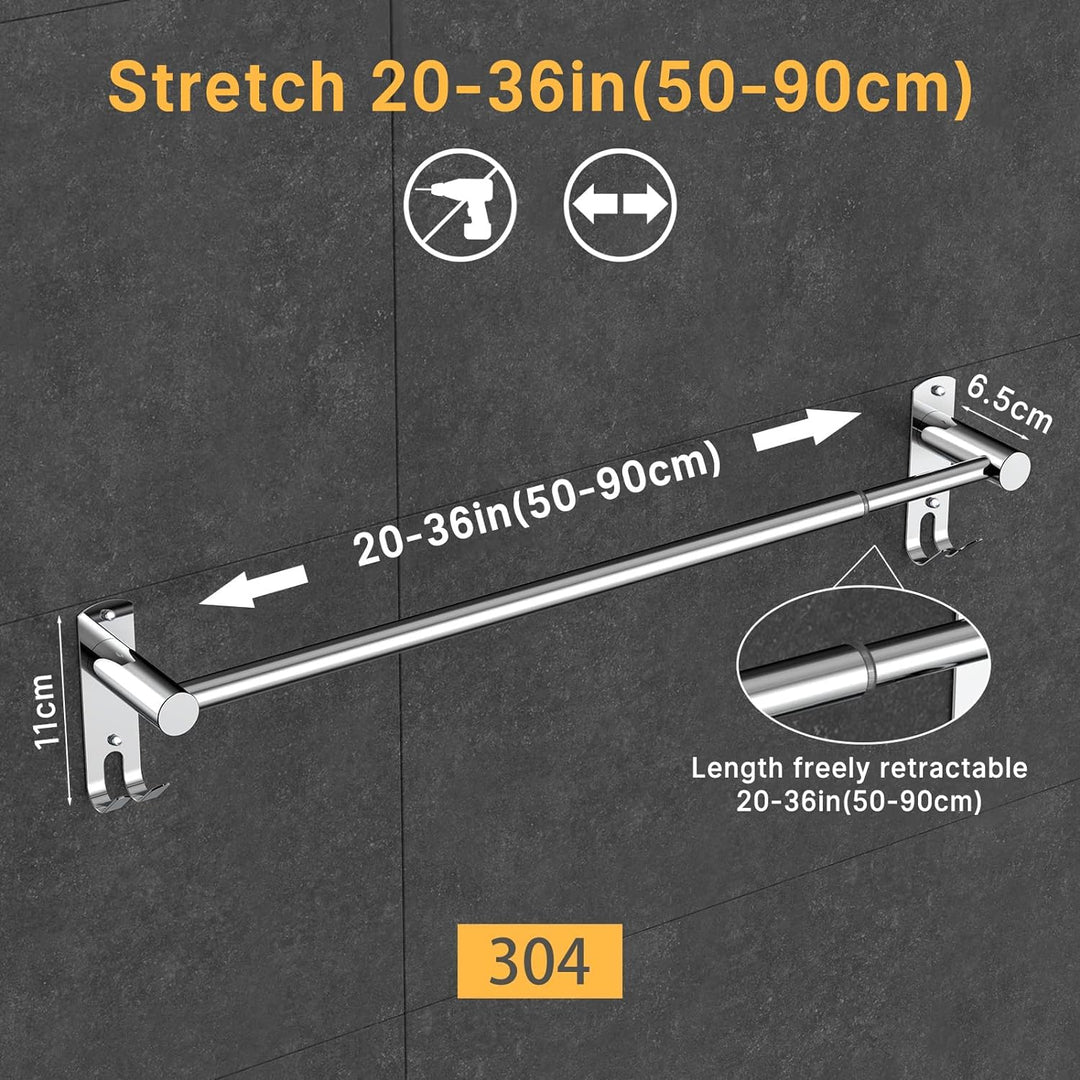 Handtuchhalter Ausziehbar 50-90CM Edelstahl Ohne Bohren Handtuchhalter Wand,Handtuchhalter Bad für B