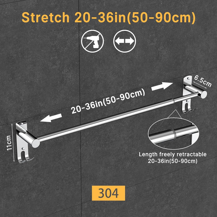 Handtuchhalter Ausziehbar 50-90CM Edelstahl Ohne Bohren Handtuchhalter Wand,Handtuchhalter Bad für B