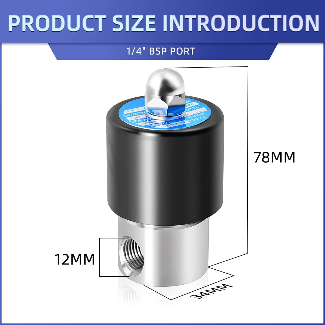 ERGAOBOY 1/4" BSP 12V Edelstahl Elektro Magnetventil mit Widerhakenanschluss, passend für Wasser,Luf