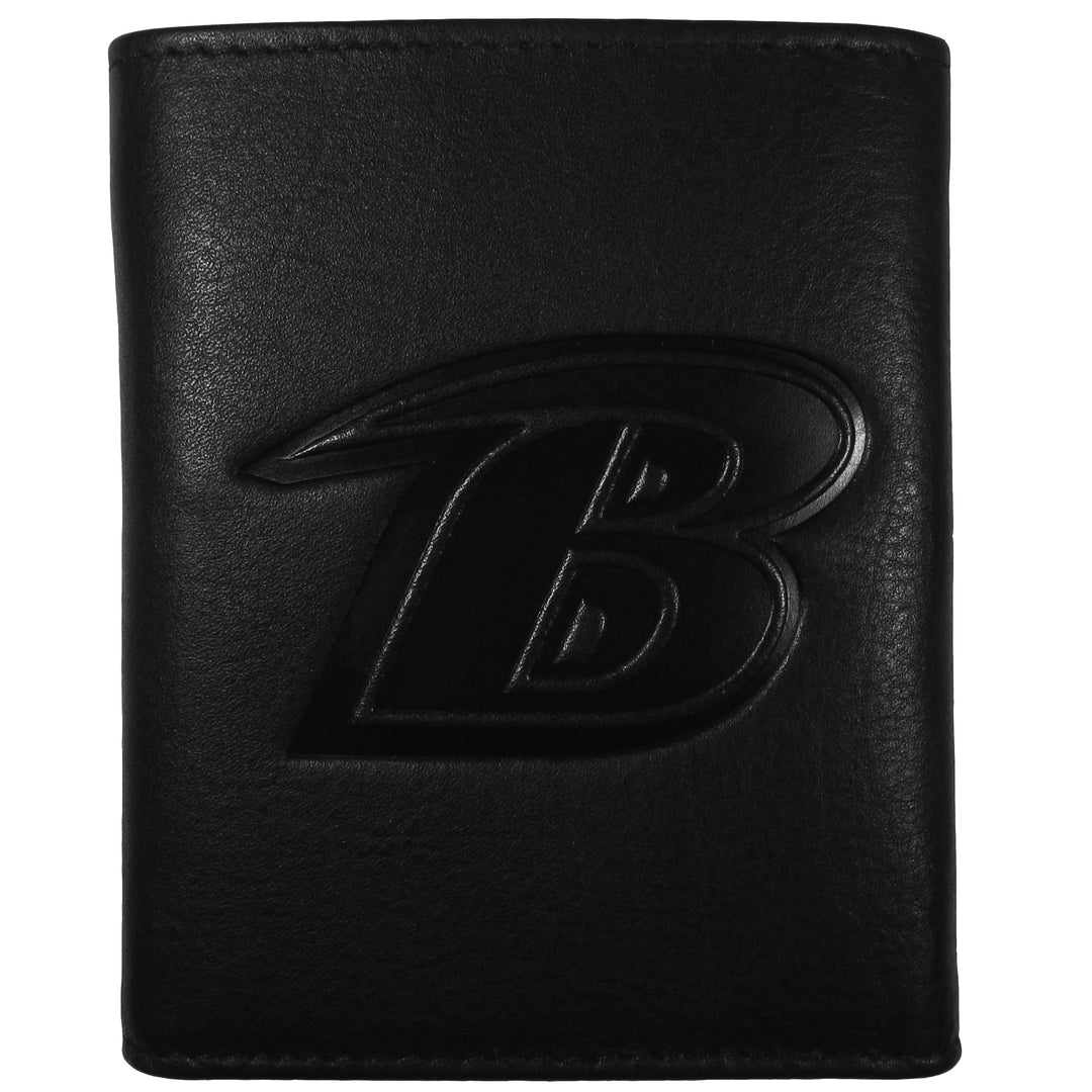 Siskiyou Sports Dreifach gefaltete Geldbörse aus geprägtem Leder Baltimore Ravens Tri-fold Schwarz,
