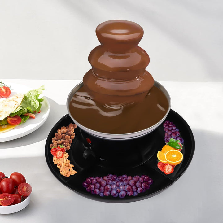 Schokoladenbrunnen und Schokoladenfondue, 3 Etagen, abnehmbar, mit Tablett und Leuchtanzeige, geeign