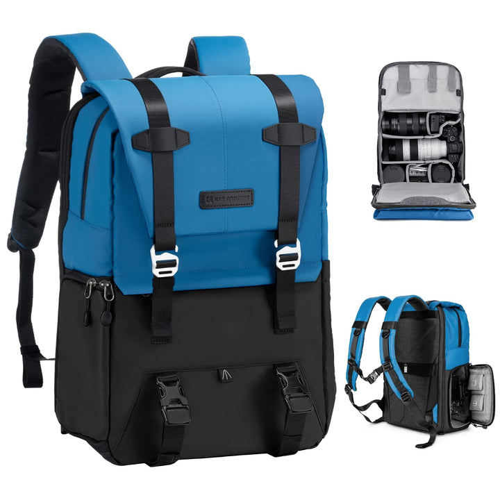 K&F CONCEPT Kamerarucksäcke 20L, Grosse Camera Backpack 15,6 Zoll Laptopfach, Spritzwassergeschutzt